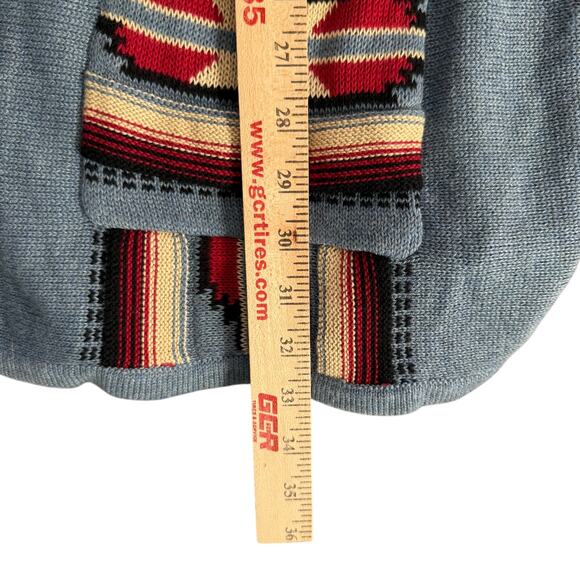Champs Poncho Cape Cardigan Sweater Women's Size 2X Blue Cotton Blend Aztec NWT - Picture 8 of 8